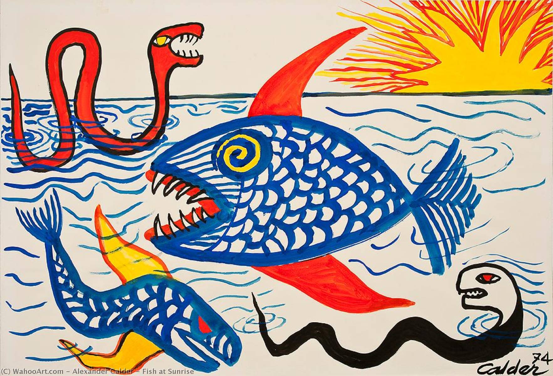 Wikioo.org - The Encyclopedia of Fine Arts - Painting, Artwork by Alexander Milne Calder - Fish at Sunrise