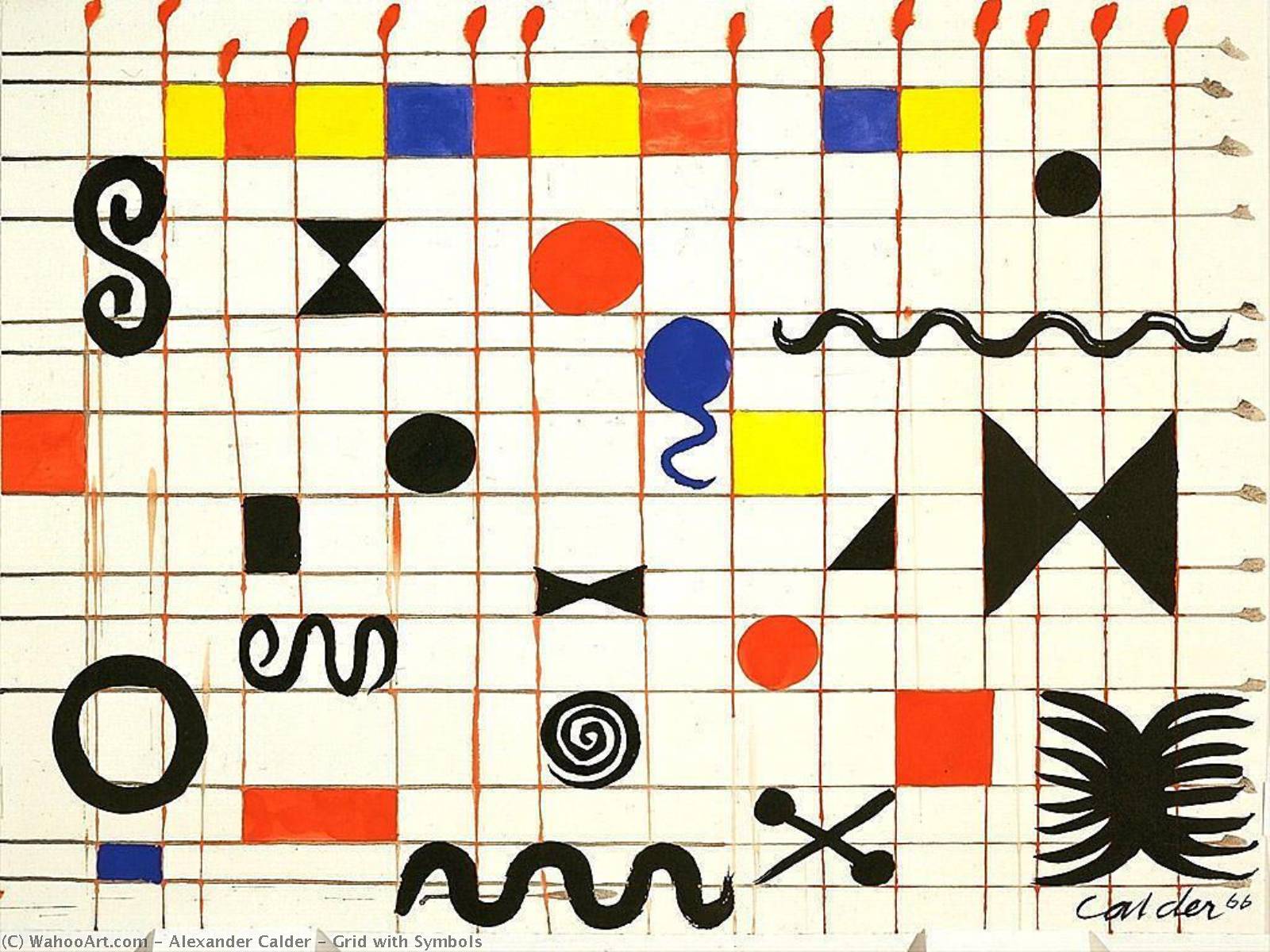 Wikoo.org - موسوعة الفنون الجميلة - اللوحة، العمل الفني Alexander Milne Calder - Grid with Symbols