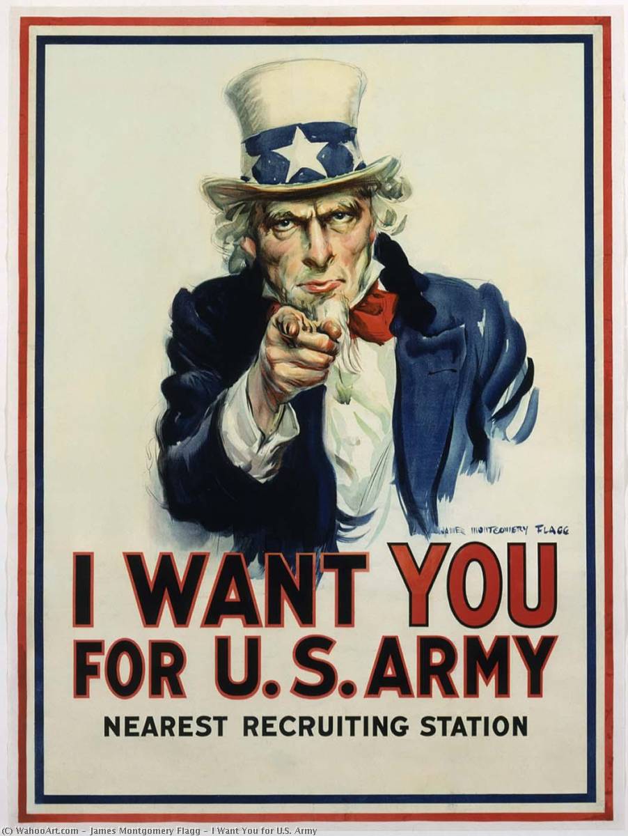 Wikioo.org - The Encyclopedia of Fine Arts - Painting, Artwork by James Montgomery Flagg - I Want You for U.S. Army