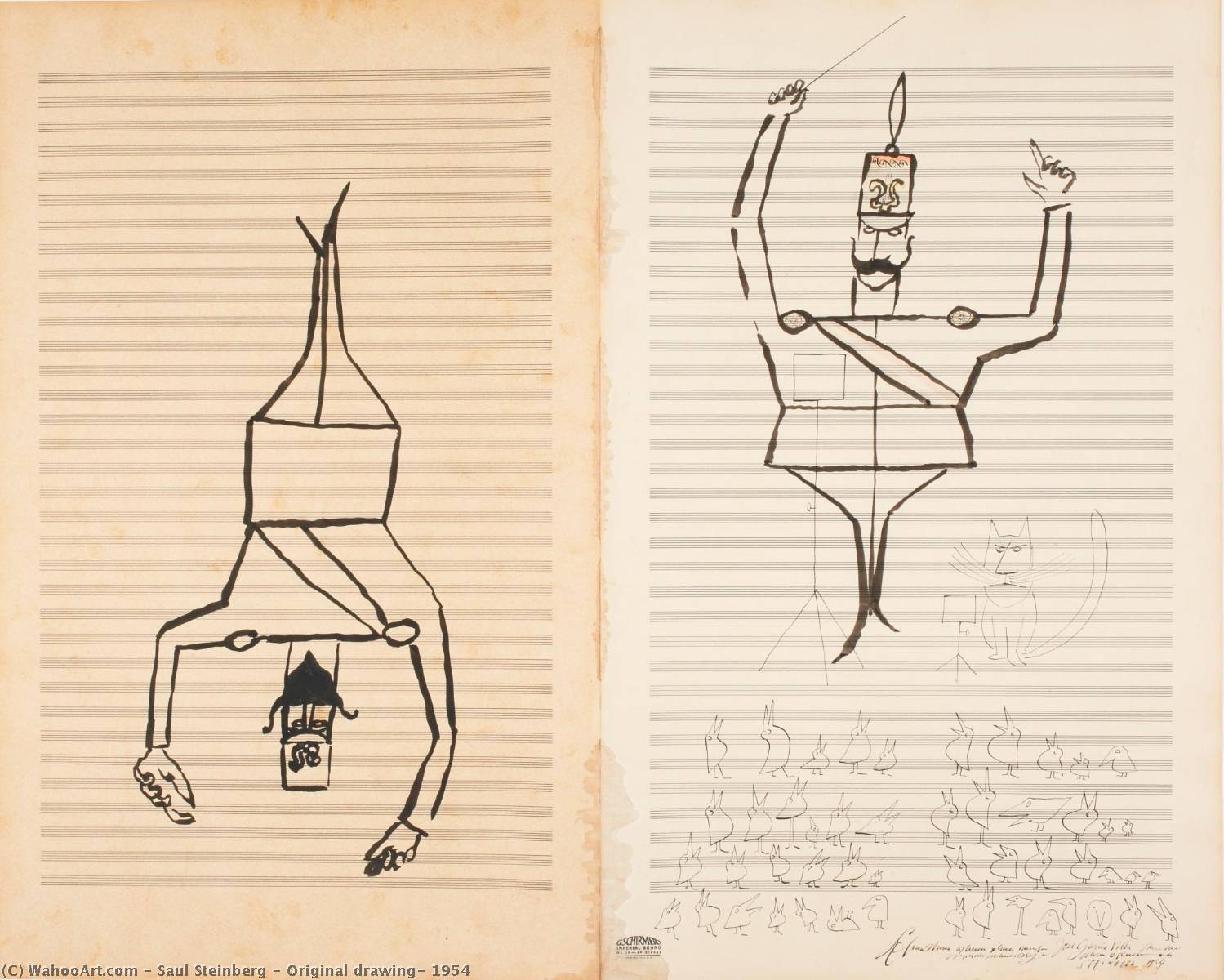 Wikioo.org - The Encyclopedia of Fine Arts - Painting, Artwork by Saul Steinberg - Original drawing, 1954