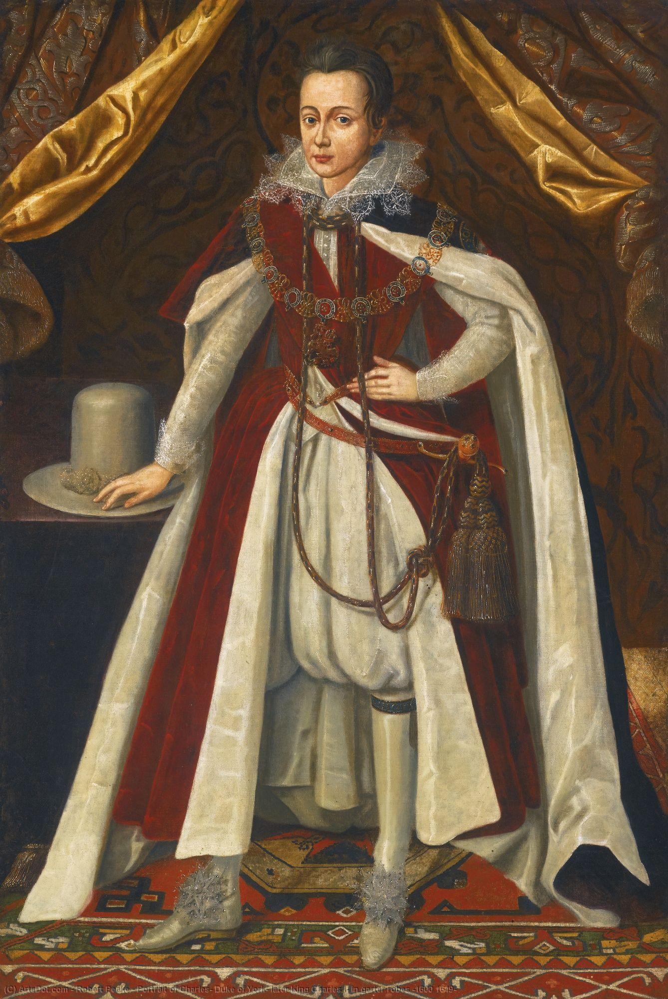 Wikoo.org - موسوعة الفنون الجميلة - اللوحة، العمل الفني Robert Peake - Portrait of Charles, Duke of York, later King Charles I, in garter robes (1600 1649)