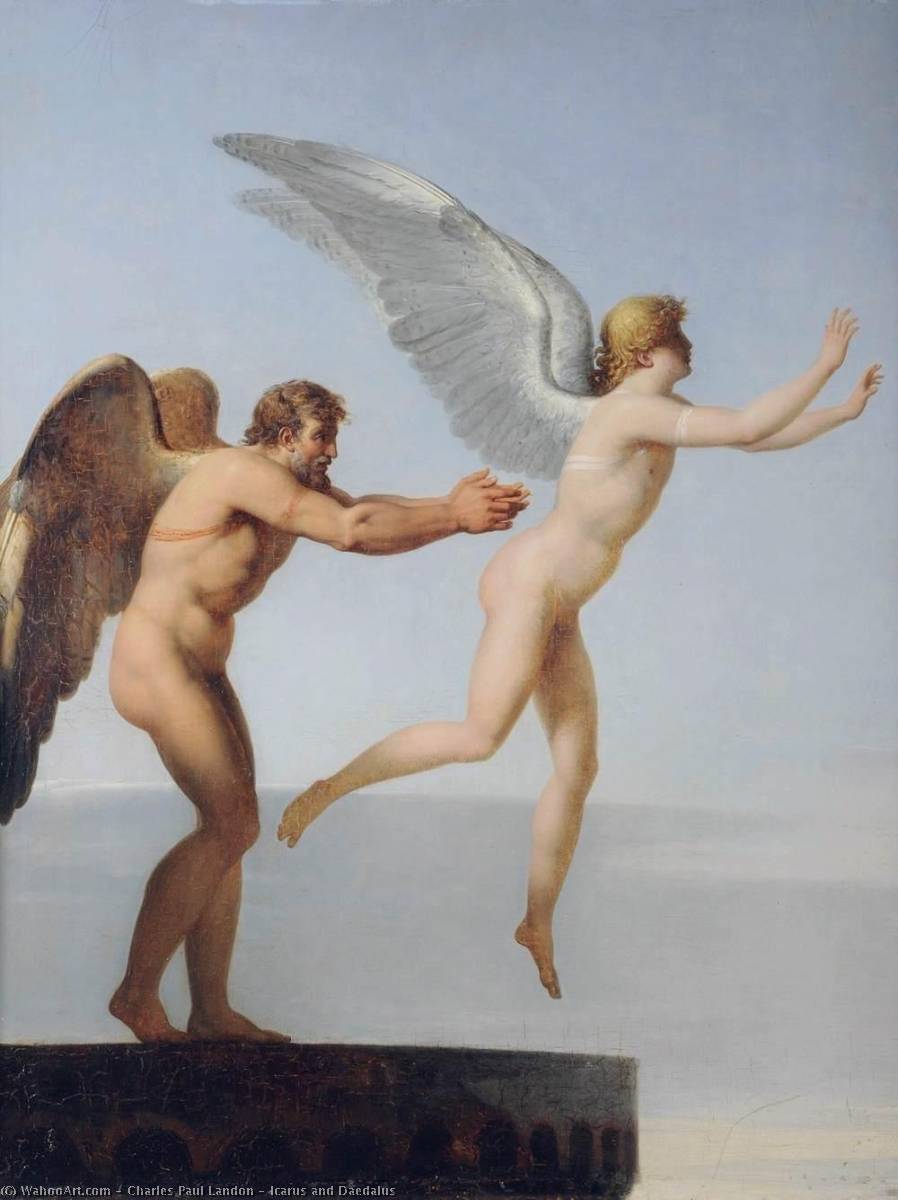Wikioo.org – La Enciclopedia de las Bellas Artes - Pintura, Obras de arte de Charles Paul Landon - Ícaro y Dédalo