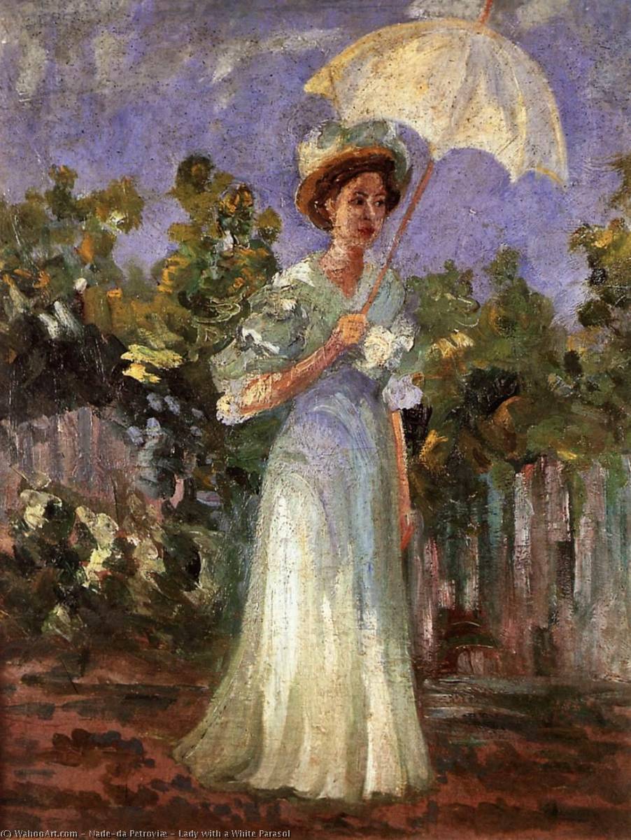 Wikioo.org - The Encyclopedia of Fine Arts - Painting, Artwork by Nadežda Petroviæ - Lady with a White Parasol