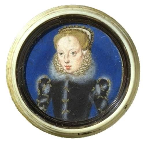 Wikioo.org - The Encyclopedia of Fine Arts - Painting, Artwork by Levina Teerlinc - Portrait Miniature Katherine Grey, Countess of Hertford