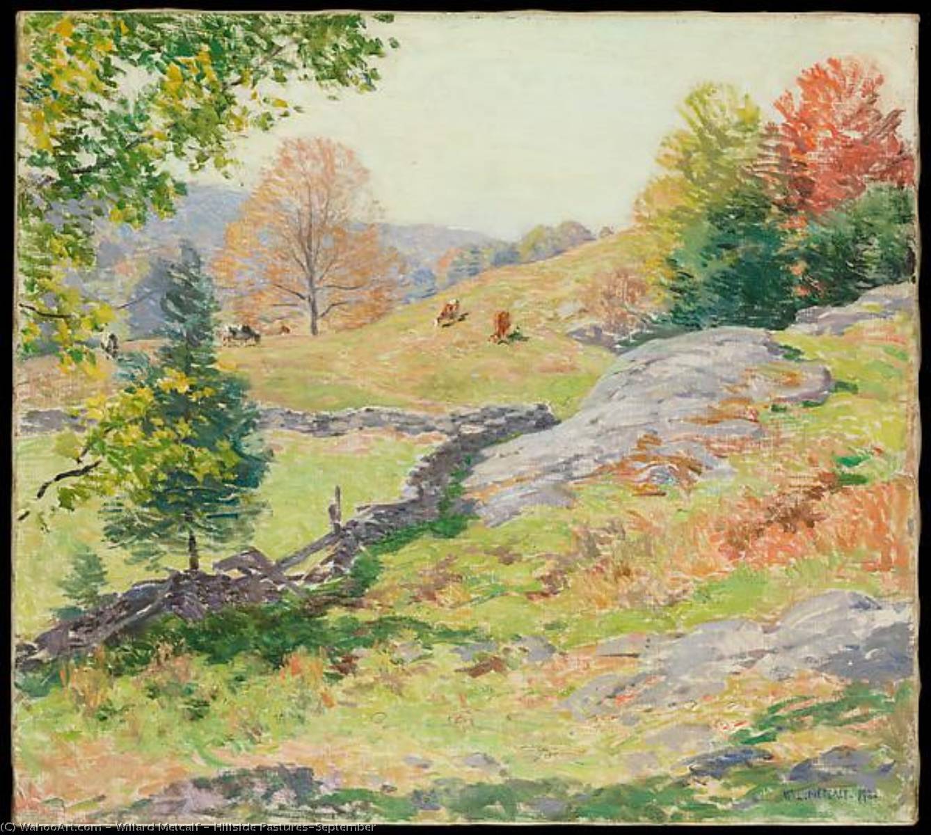 Wikioo.org - The Encyclopedia of Fine Arts - Painting, Artwork by Willard Leroy Metcalf - Hillside Pastures—September