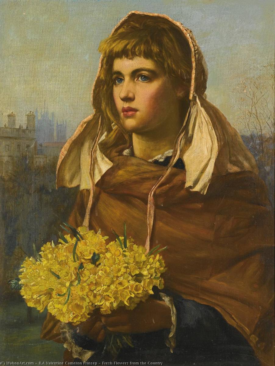 Wikioo.org - The Encyclopedia of Fine Arts - Painting, Artwork by Valentine Cameron Prinsep - Fresh Flowers from the Country