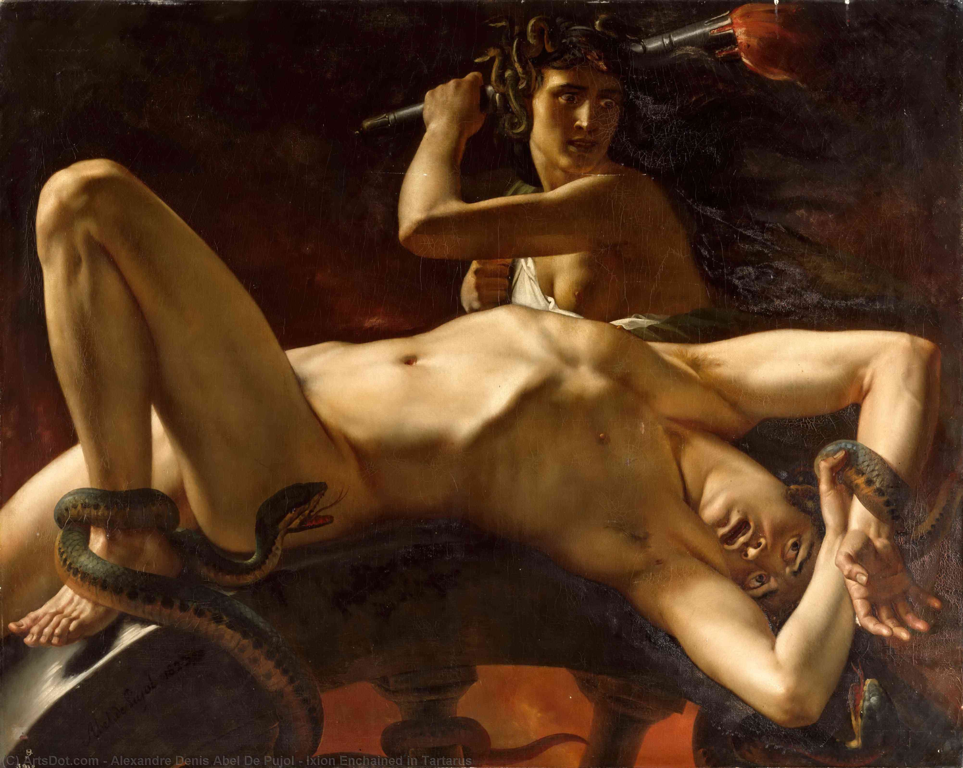 Wikioo.org - The Encyclopedia of Fine Arts - Painting, Artwork by Alexandre Denis Abel De Pujol - Ixion Enchained in Tartarus