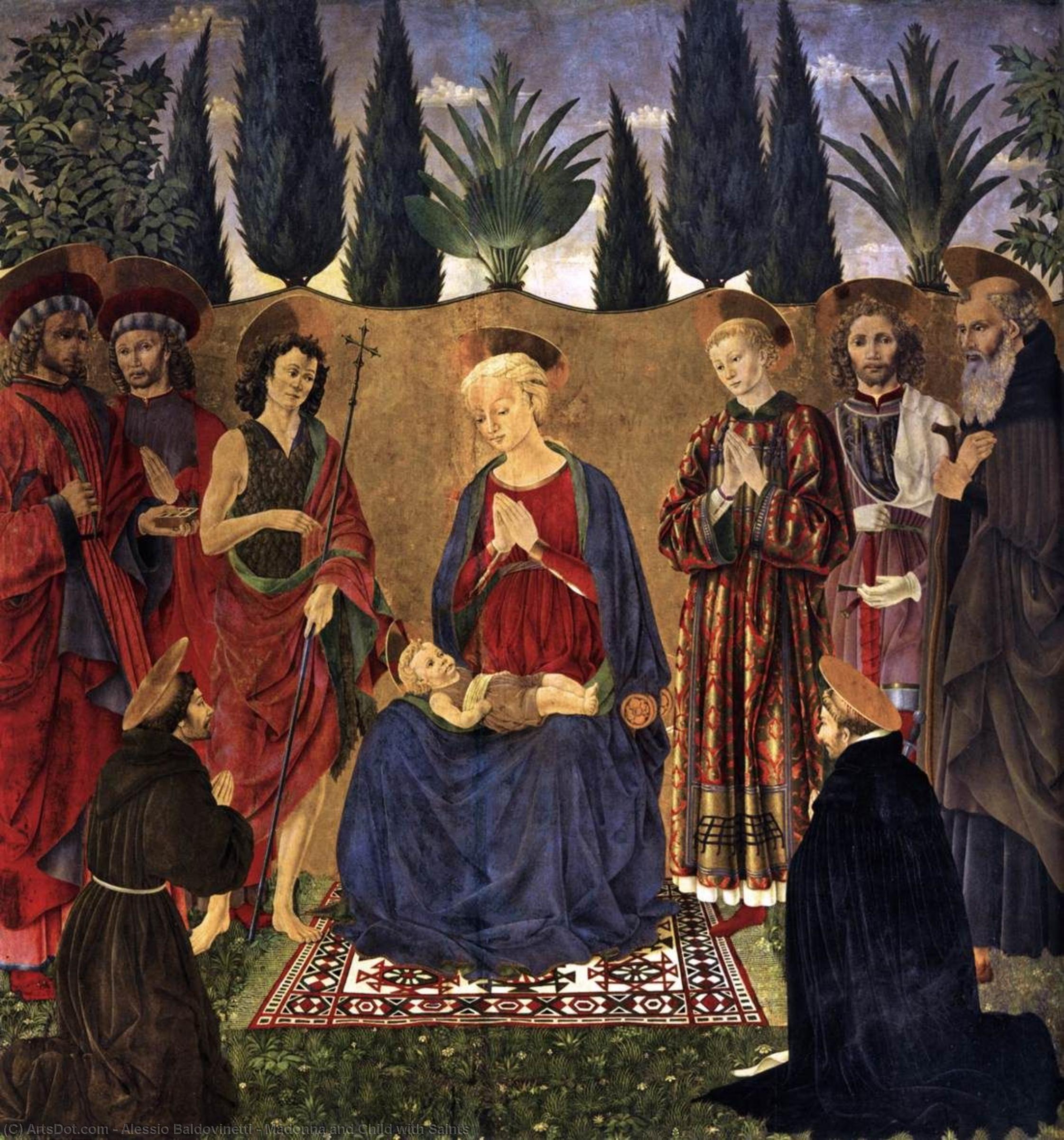 WikiOO.org - אנציקלופדיה לאמנויות יפות - ציור, יצירות אמנות Alessio Baldovinetti - Madonna and Child with Saints
