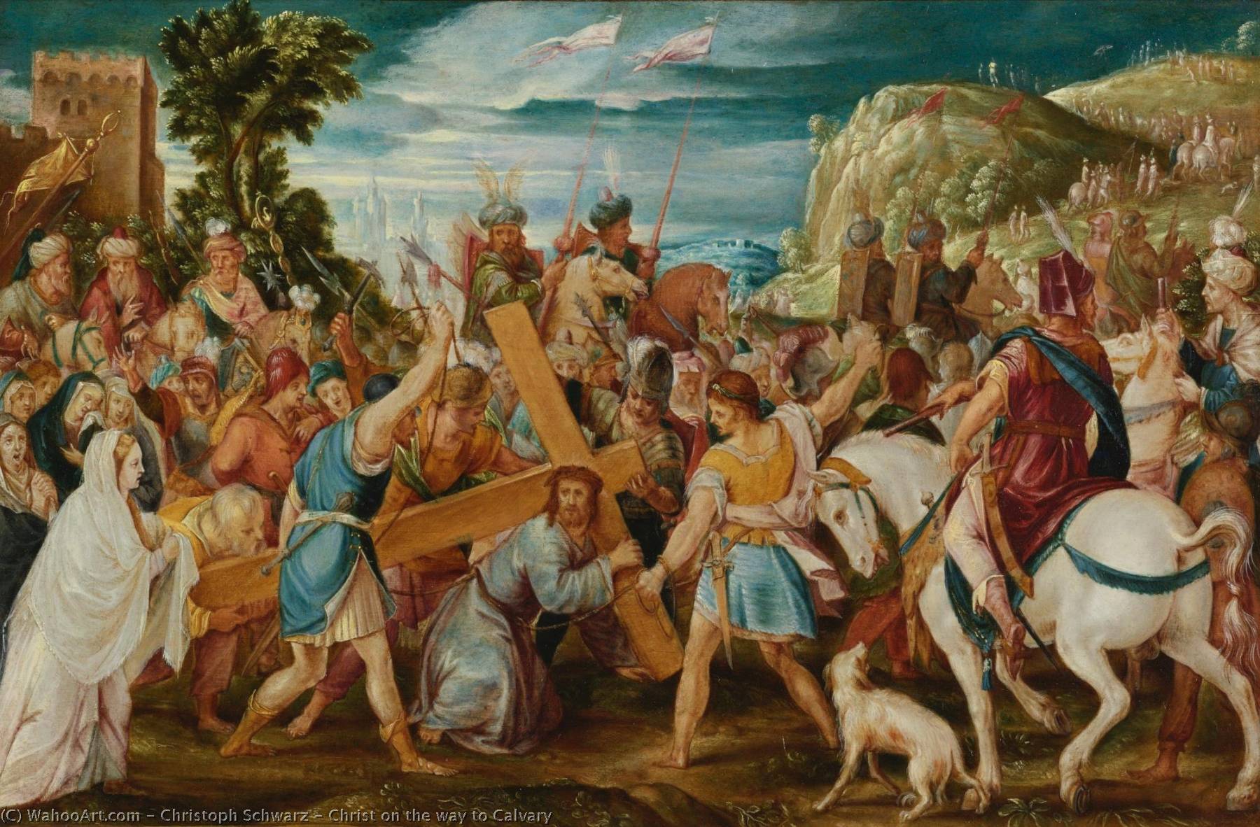 Wikioo.org - The Encyclopedia of Fine Arts - Painting, Artwork by Christoph Schwarz - Christ on the way to Calvary