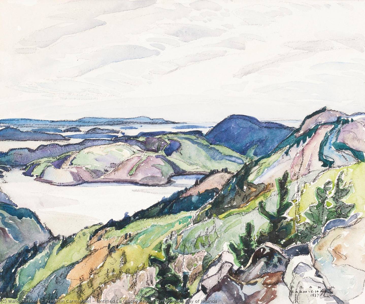 Wikioo.org - The Encyclopedia of Fine Arts - Painting, Artwork by Franklin Carmichael - Untitled La Cloche Region Overlooking Bay of Islands