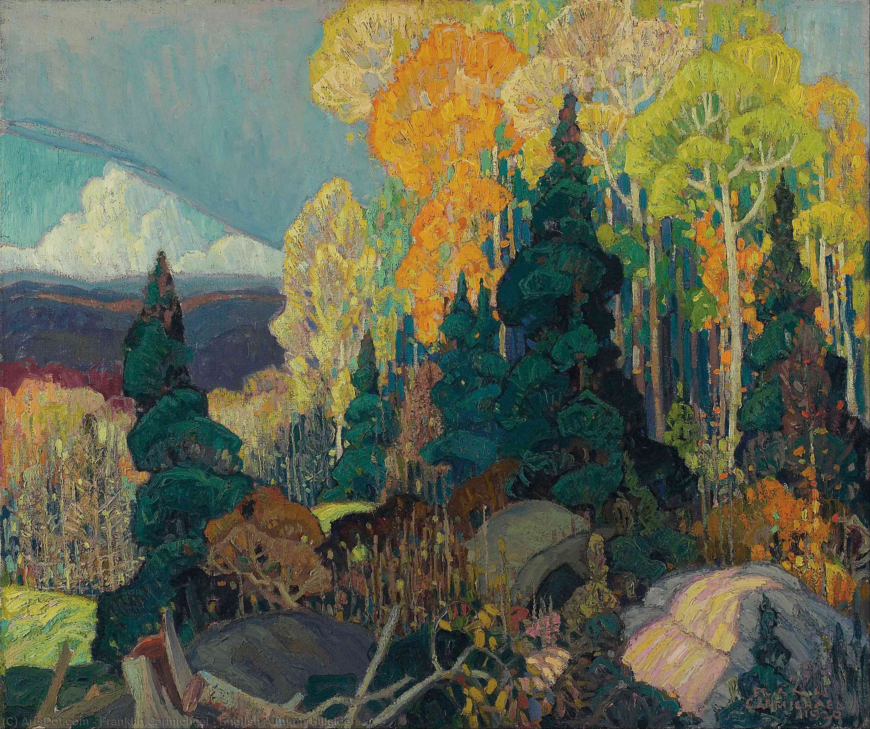 Wikioo.org - The Encyclopedia of Fine Arts - Painting, Artwork by Franklin Carmichael - English Autumn Hillside