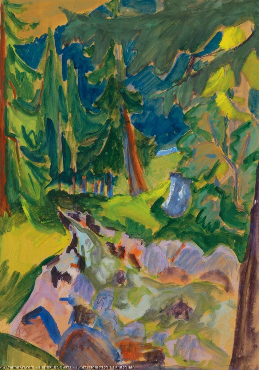 WikiOO.org - Encyclopedia of Fine Arts - Lukisan, Artwork Hermann Scherer - Expressionistische Landschaft