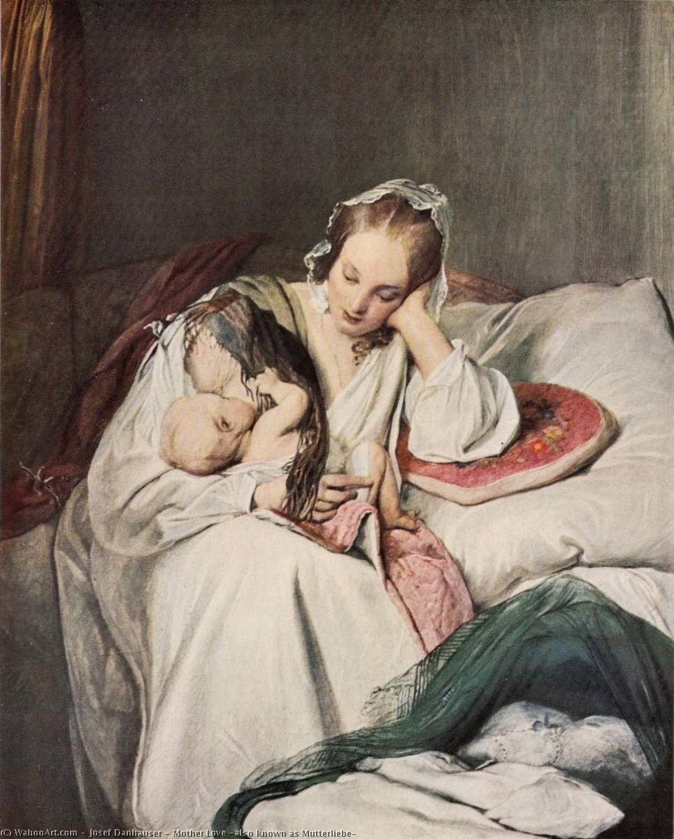 WikiOO.org - Enciclopédia das Belas Artes - Pintura, Arte por Josef Franz Danhauser - Mother Love (also known as Mutterliebe)