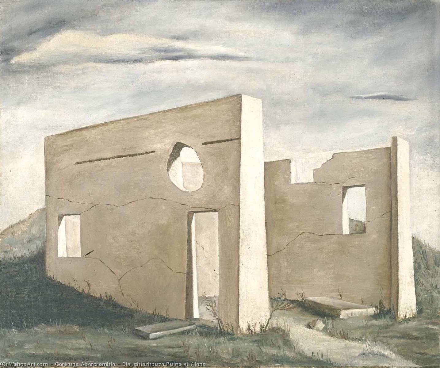 Wikioo.org - The Encyclopedia of Fine Arts - Painting, Artwork by Gertrude Abercrombie - Slaughterhouse Ruins at Aledo