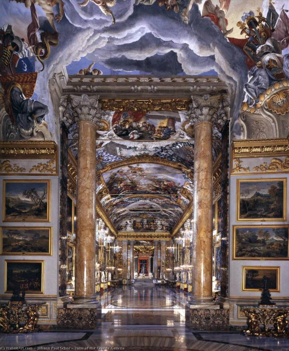 Wikioo.org - The Encyclopedia of Fine Arts - Painting, Artwork by Johann Paul Schor - View of the Grande Galleria