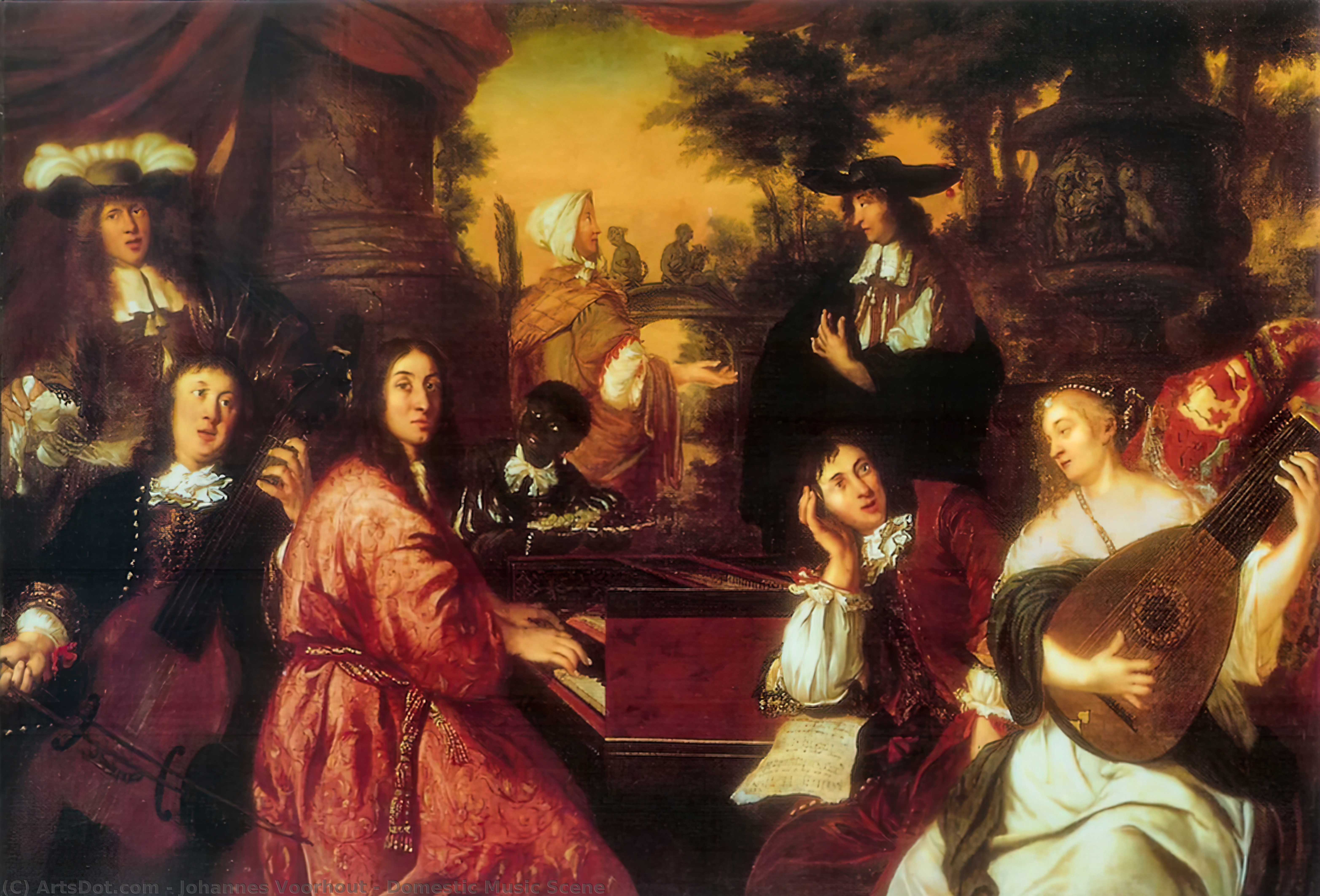 WikiOO.org - Encyclopedia of Fine Arts - Målning, konstverk Johannes Voorhout - Domestic Music Scene