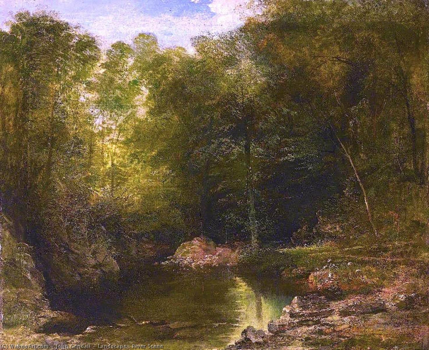 Wikioo.org - The Encyclopedia of Fine Arts - Painting, Artwork by John Gendall - Landscape, River Scene