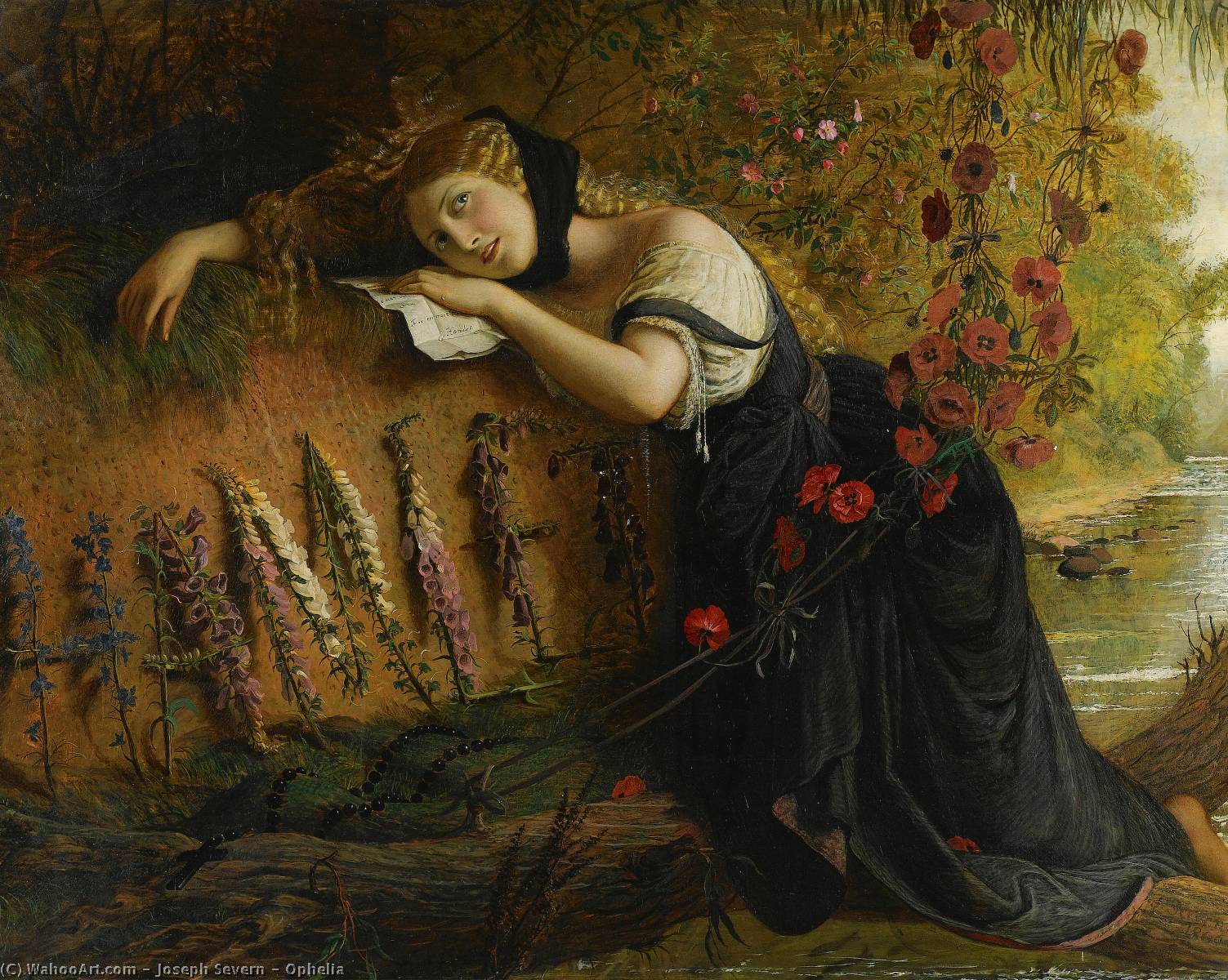 Wikioo.org - The Encyclopedia of Fine Arts - Painting, Artwork by Joseph Arthur Palliser Severn - Ophelia