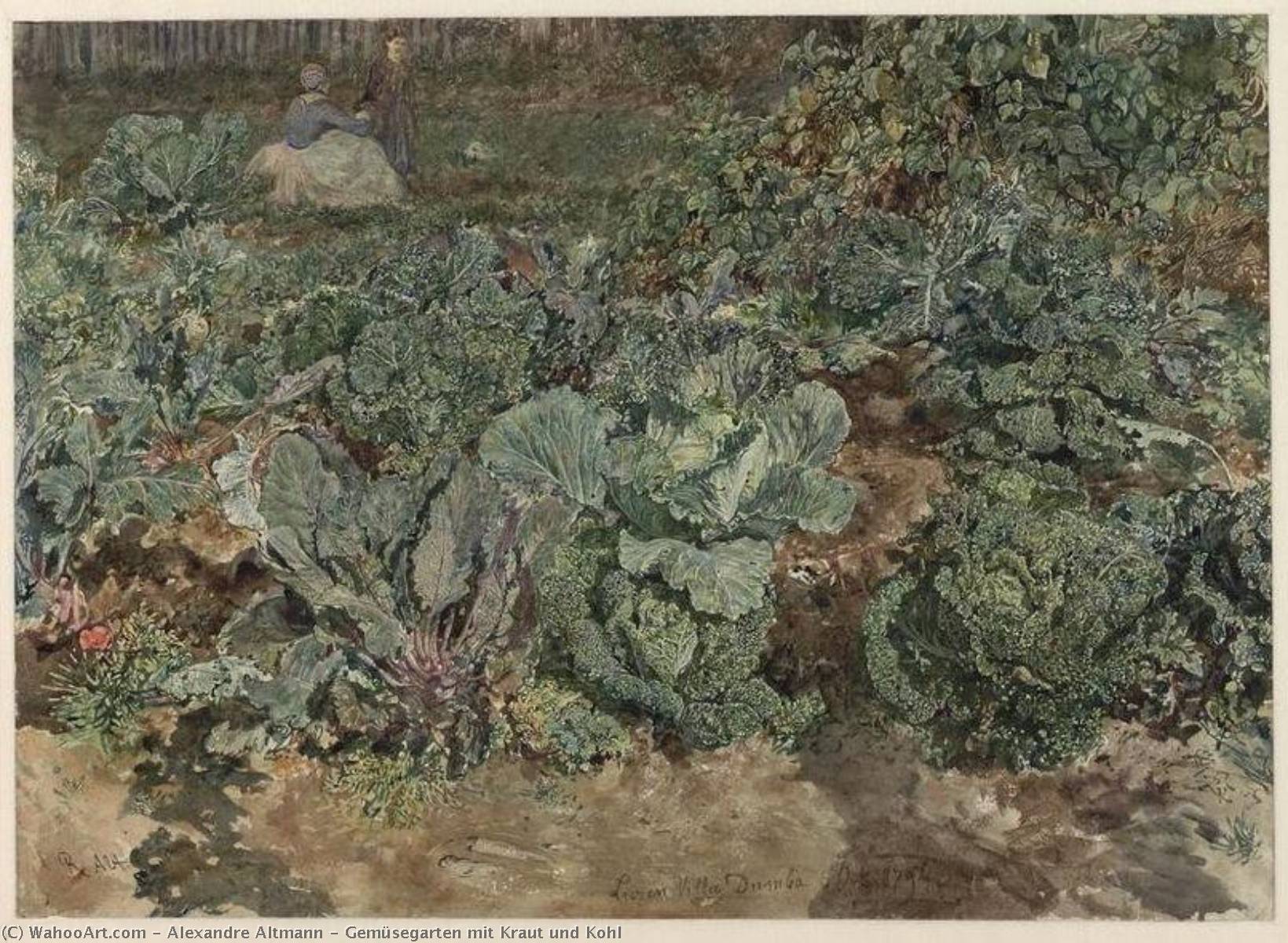 Wikioo.org - The Encyclopedia of Fine Arts - Painting, Artwork by Alexandre Altmann - Gemüsegarten mit Kraut und Kohl