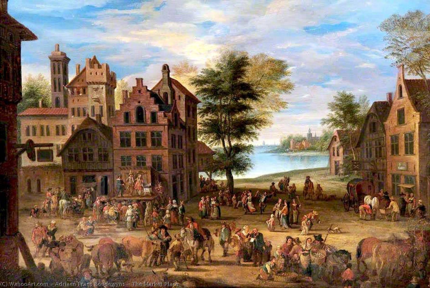 Wikioo.org – L'Encyclopédie des Beaux Arts - Peinture, Oeuvre de Adriaen Frans Boudewyns - La Place du Marché