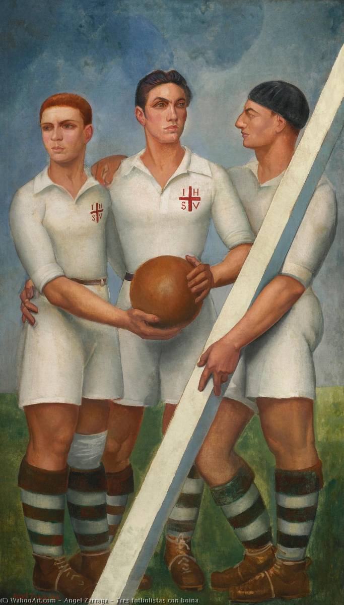 Wikioo.org - The Encyclopedia of Fine Arts - Painting, Artwork by Angel Zarraga - Tres futbolistas con boina