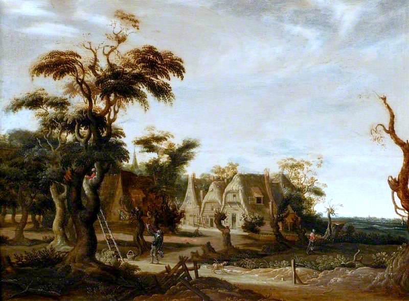 Wikioo.org - The Encyclopedia of Fine Arts - Painting, Artwork by Govert Dircksz Camphuysen - Landscape with Houses and Figures