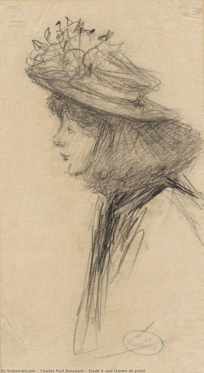 WikiOO.org - Enciklopedija likovnih umjetnosti - Slikarstvo, umjetnička djela Charles Paul Renouard - Etude d'une femme de profil