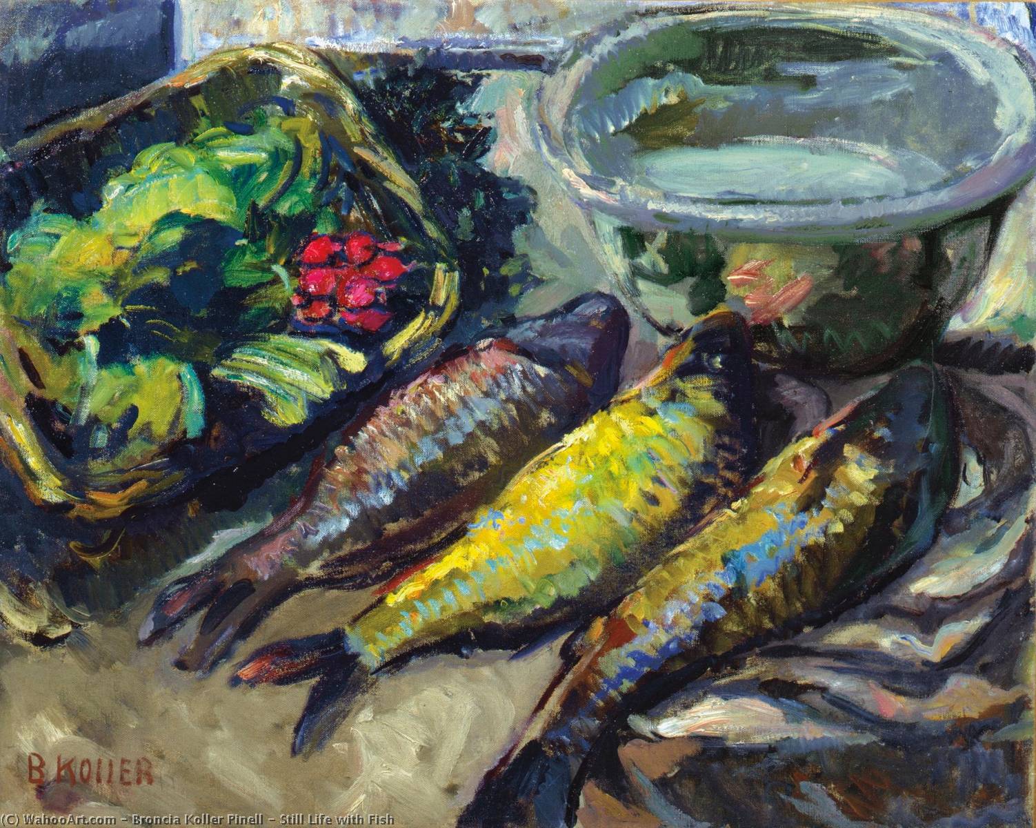 Wikioo.org - The Encyclopedia of Fine Arts - Painting, Artwork by Broncia Koller Pinell - Still Life with Fish