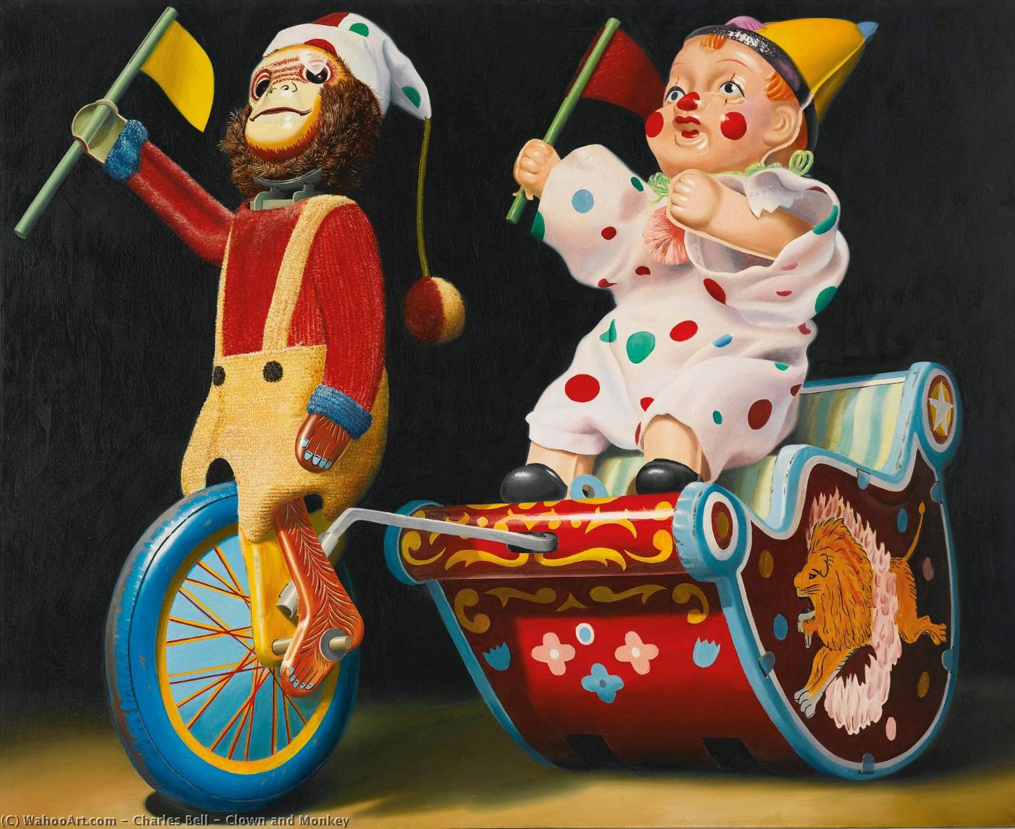 Wikioo.org - The Encyclopedia of Fine Arts - Painting, Artwork by Charles Bell - Clown and Monkey