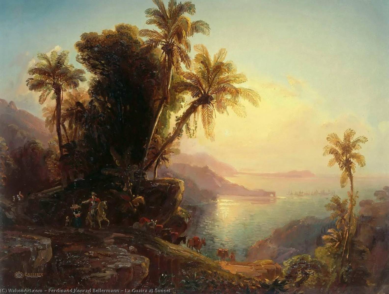 Wikioo.org - The Encyclopedia of Fine Arts - Painting, Artwork by Ferdinand Konrad Bellermann - La Guaira at Sunset