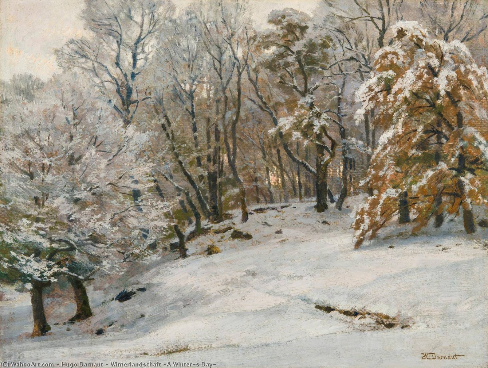 Wikioo.org - The Encyclopedia of Fine Arts - Painting, Artwork by Hugo Darnaut - Winterlandschaft (A Winter's Day)