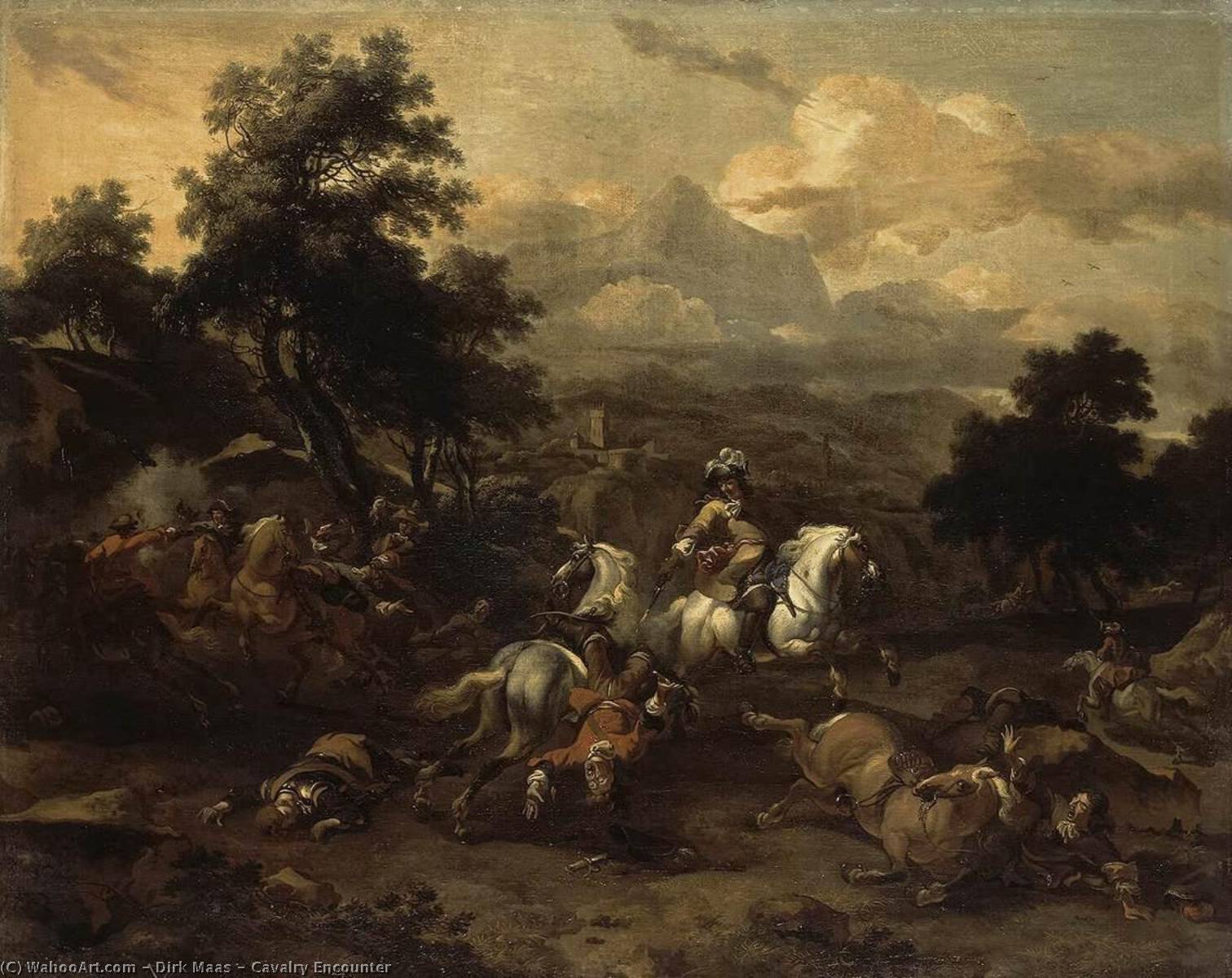 WikiOO.org - Encyclopedia of Fine Arts - Lukisan, Artwork Dirk Maas - Cavalry Encounter