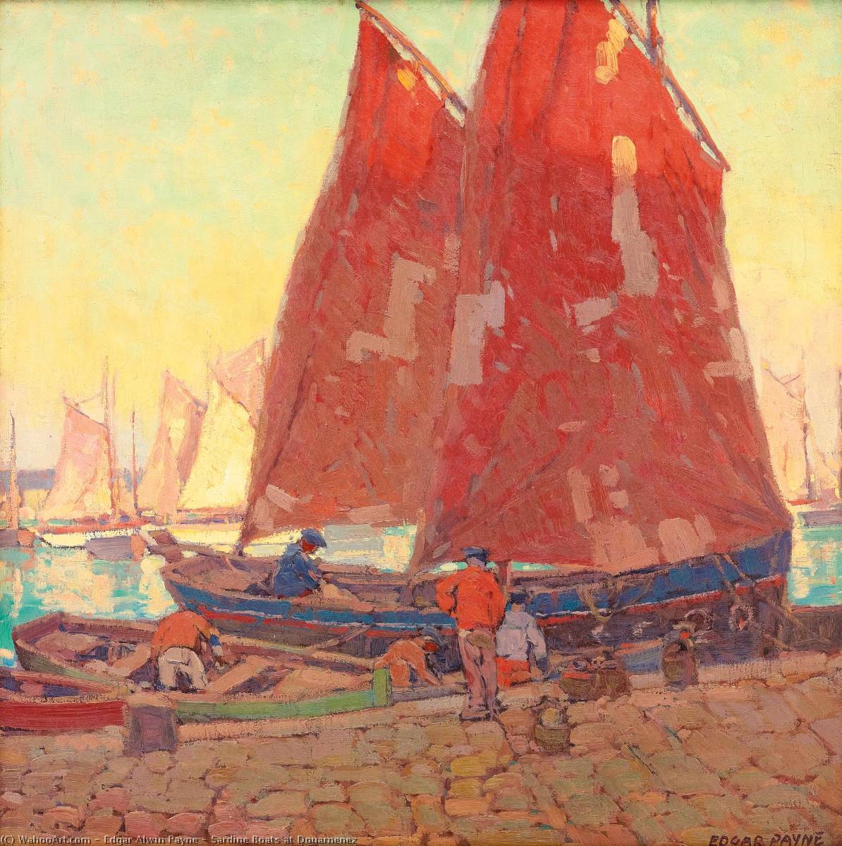 Wikioo.org - The Encyclopedia of Fine Arts - Painting, Artwork by Edgar Alwin Payne - Sardine Boats at Douarnenez