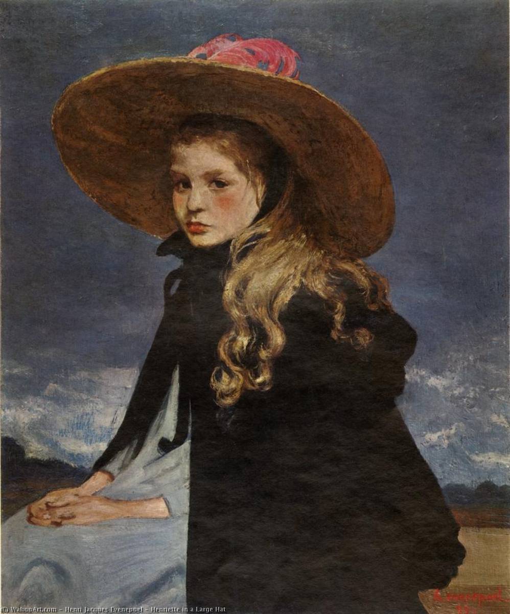 Wikioo.org – L'Encyclopédie des Beaux Arts - Peinture, Oeuvre de Henri Jacques Evenepoel - Henriette dans un grand chapeau