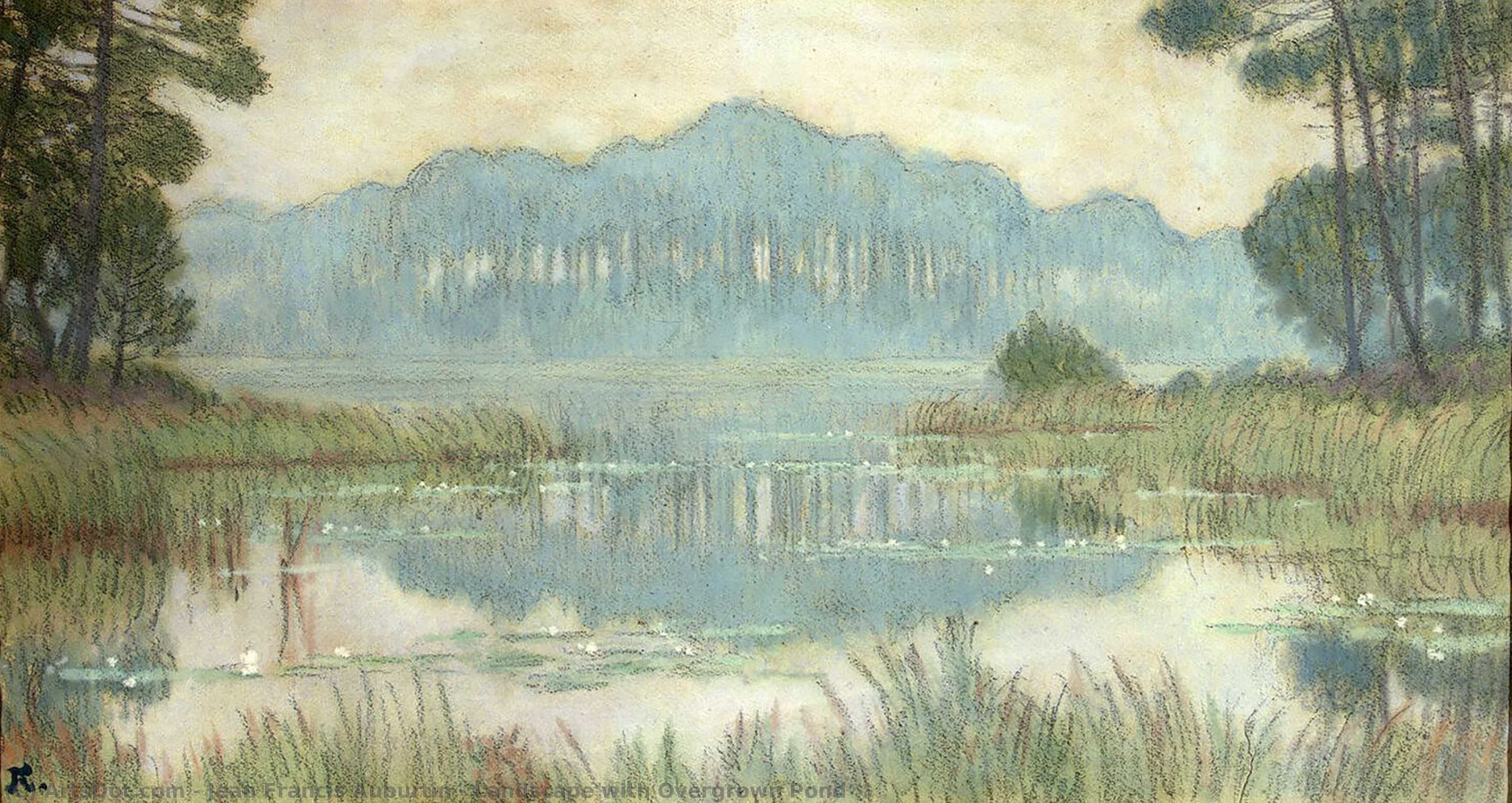 WikiOO.org - אנציקלופדיה לאמנויות יפות - ציור, יצירות אמנות Jean Francis Auburtin - Landscape with Overgrown Pond