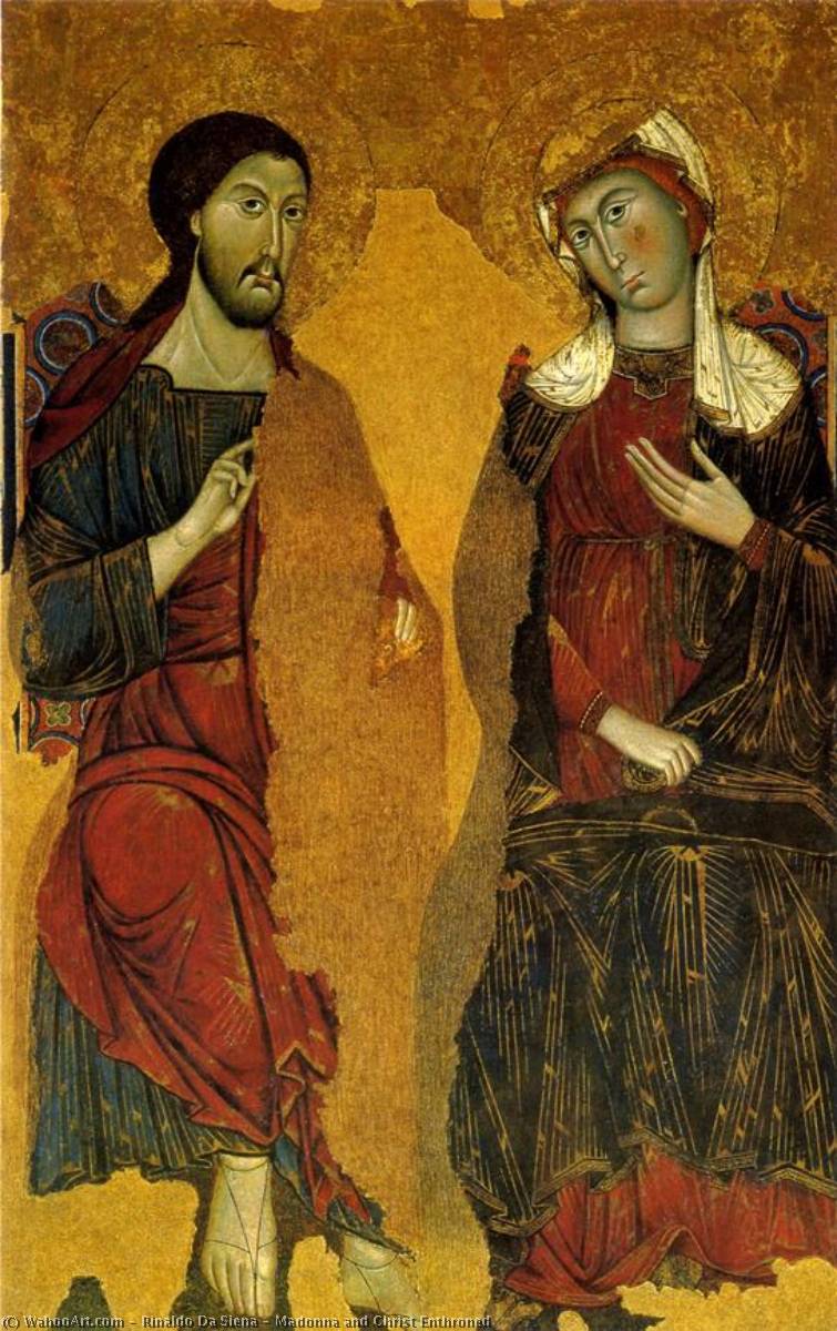 Wikioo.org – L'Enciclopedia delle Belle Arti - Pittura, Opere di Rinaldo Da Siena - Madonna e cristo Sul trono