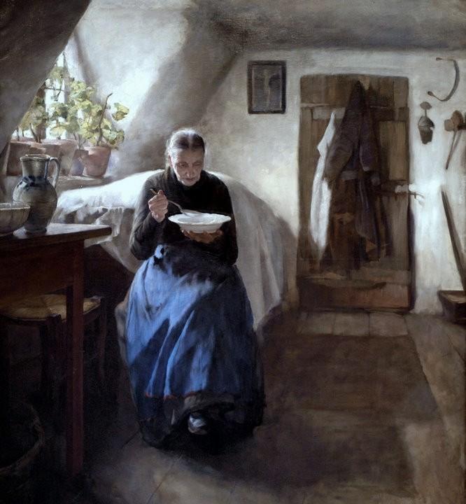 Wikioo.org - The Encyclopedia of Fine Arts - Painting, Artwork by Tivadar Zemplényi - The Home of a Poor Woman