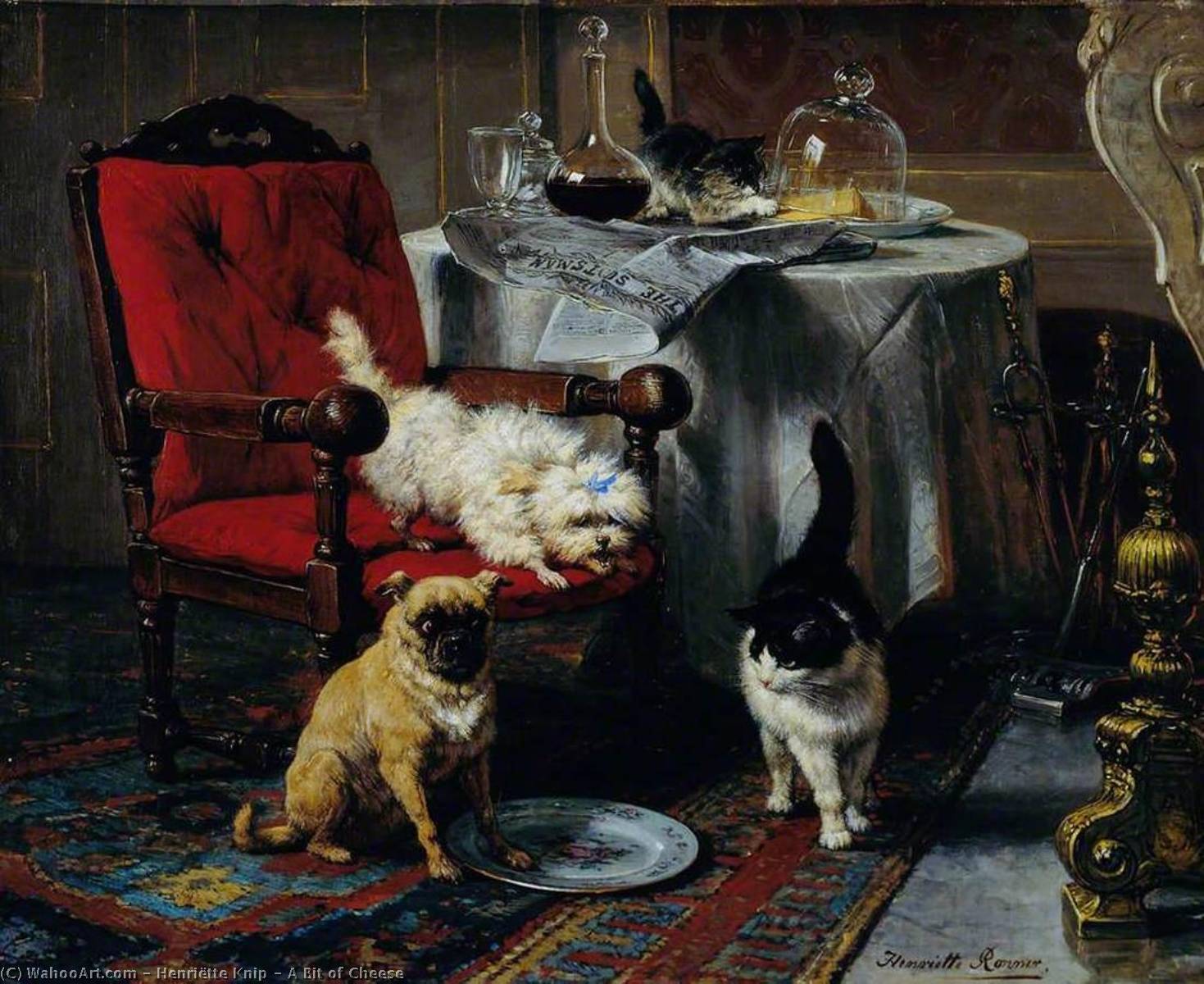 Wikioo.org - The Encyclopedia of Fine Arts - Painting, Artwork by Henriette Ronner Knip - A Bit of Cheese