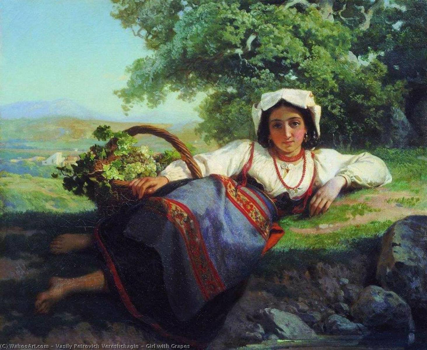 Wikioo.org - The Encyclopedia of Fine Arts - Painting, Artwork by Vasily Petrovich Vereshchagin - Girl with Grapes