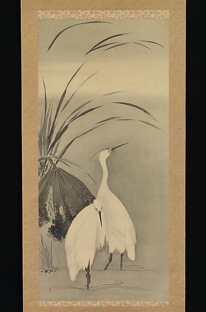 Wikioo.org - The Encyclopedia of Fine Arts - Painting, Artwork by Sakai Hōitsu - Two Egrets and Lotus