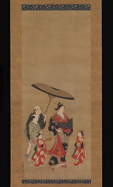 Wikioo.org - The Encyclopedia of Fine Arts - Painting, Artwork by Miyagawa Isshō - Courtesan on Parade