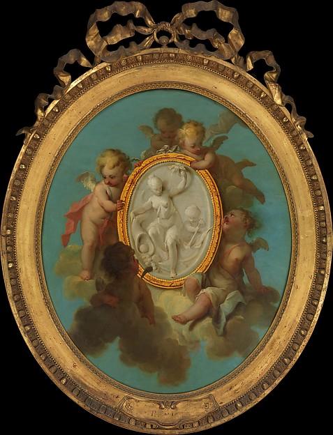 Wikioo.org - The Encyclopedia of Fine Arts - Painting, Artwork by Charles Dominique Joseph Eisen - Putti with a Medallion