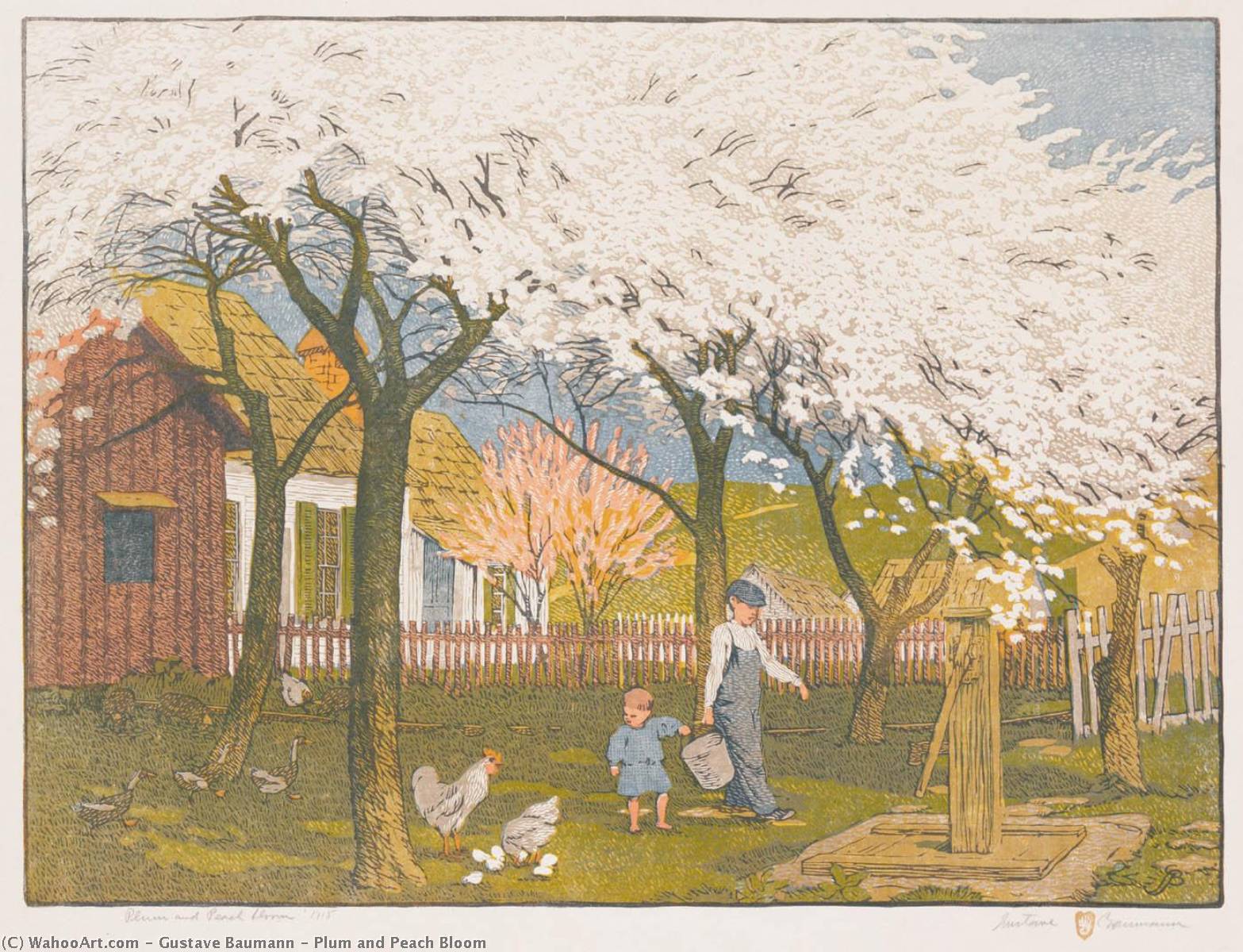 WikiOO.org - Encyclopedia of Fine Arts - Maalaus, taideteos Gustave Baumann - Plum and Peach Bloom