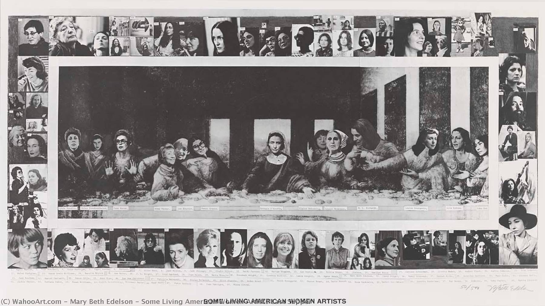 WikiOO.org - Енциклопедия за изящни изкуства - Живопис, Произведения на изкуството Mary Beth Edelson - Some Living American Women Artists Last Supper