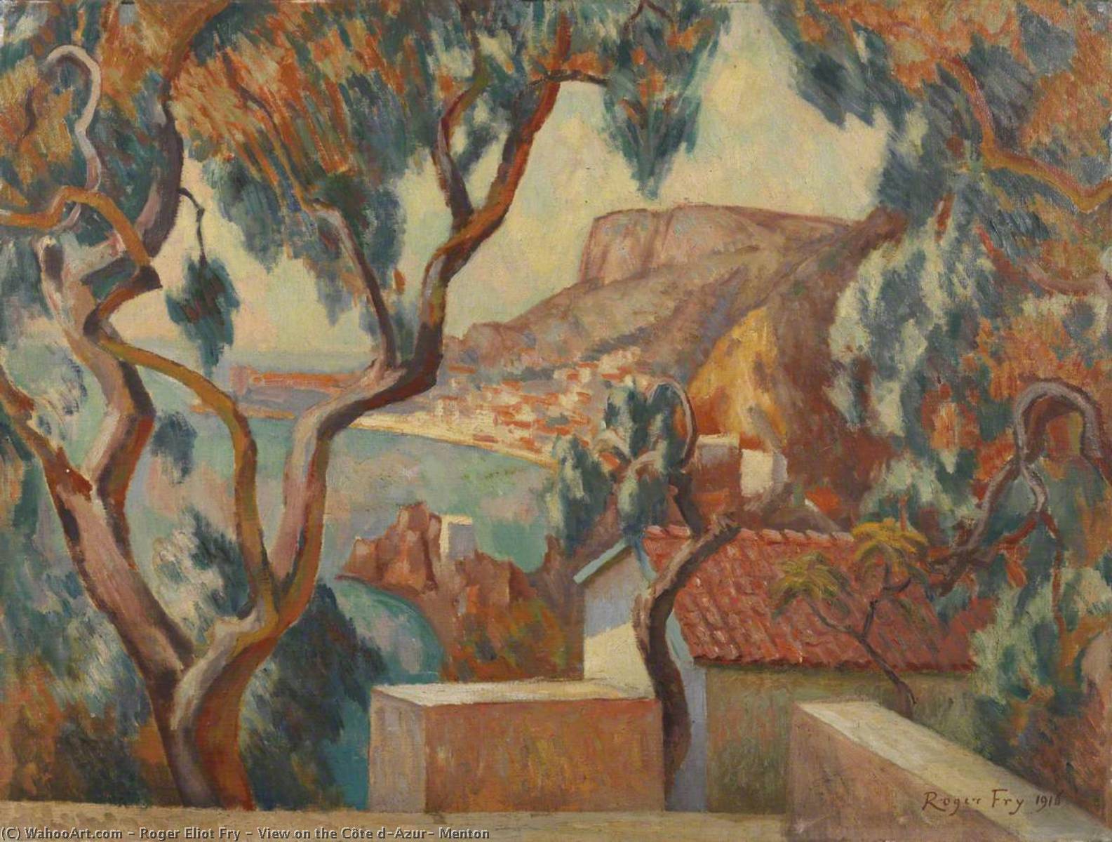 WikiOO.org - Encyclopedia of Fine Arts - Lukisan, Artwork Roger Eliot Fry - View on the Côte d'Azur, Menton