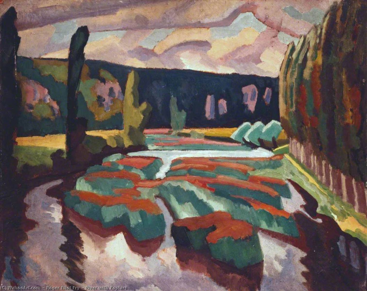 WikiOO.org - Encyclopedia of Fine Arts - Lukisan, Artwork Roger Eliot Fry - River with Poplars