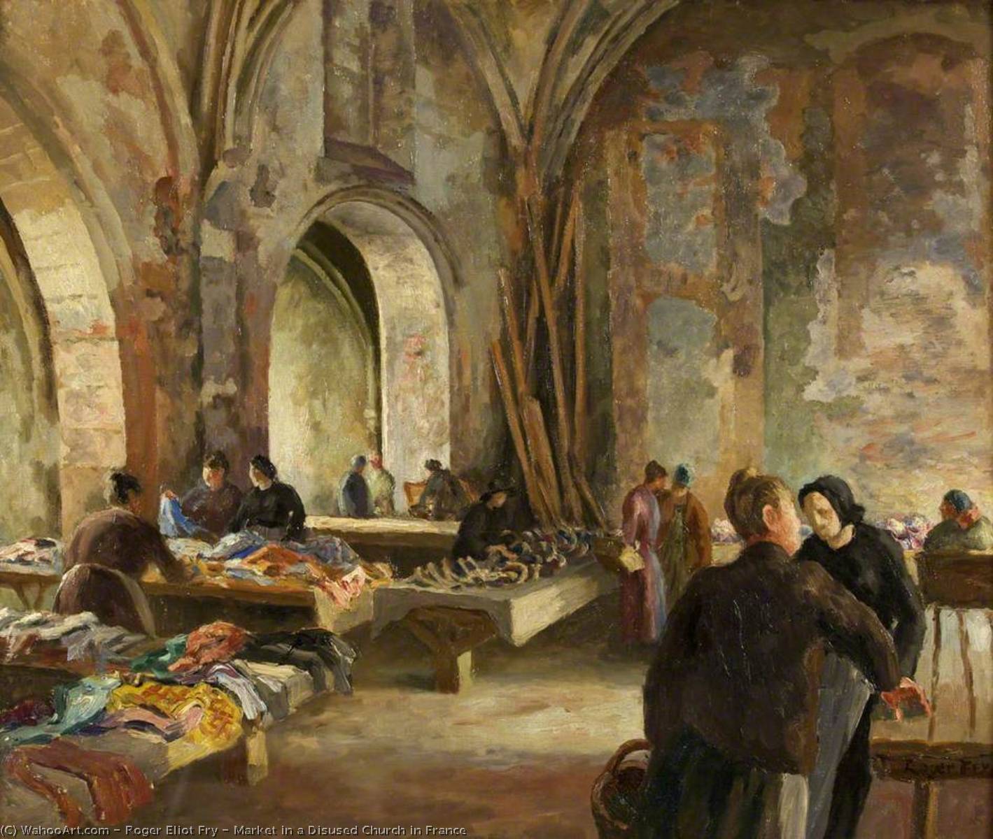 Wikioo.org - The Encyclopedia of Fine Arts - Painting, Artwork by Roger Eliot Fry - Market in a Disused Church in France