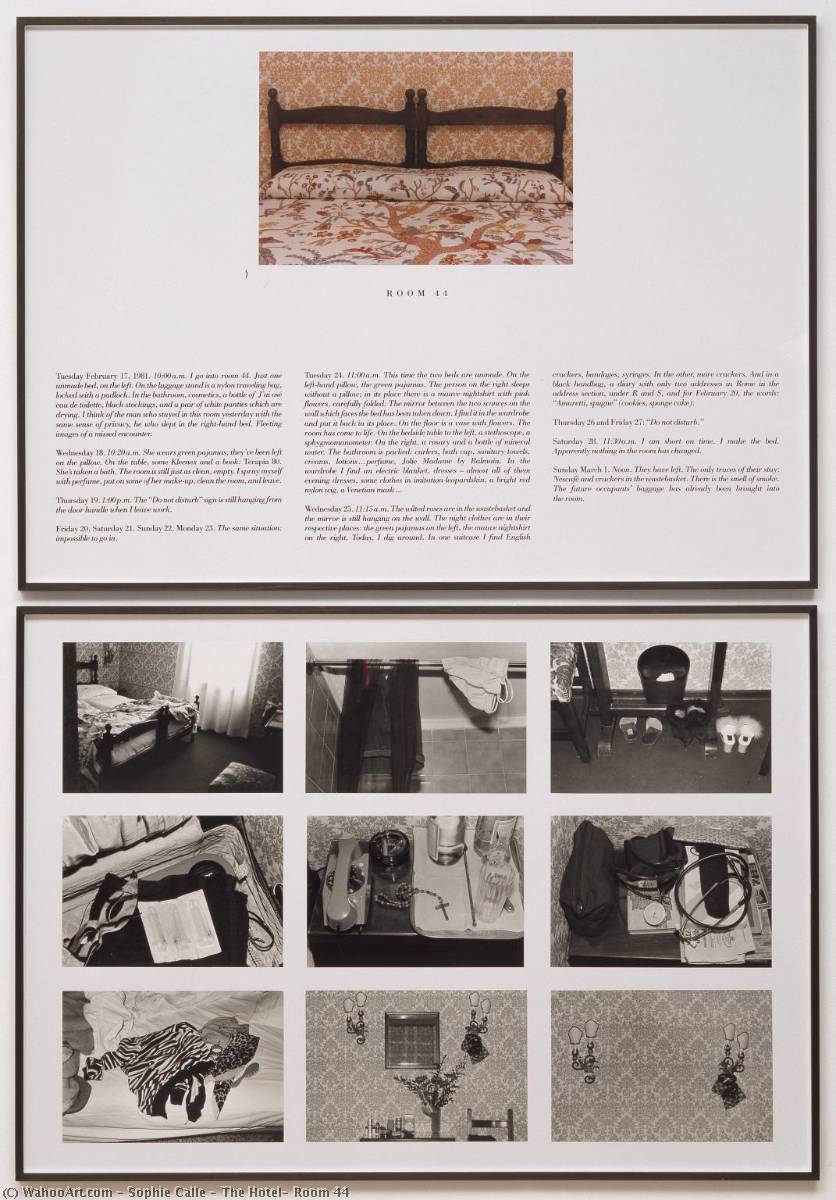 Wikioo.org - The Encyclopedia of Fine Arts - Painting, Artwork by Sophie Calle - The Hotel, Room 44