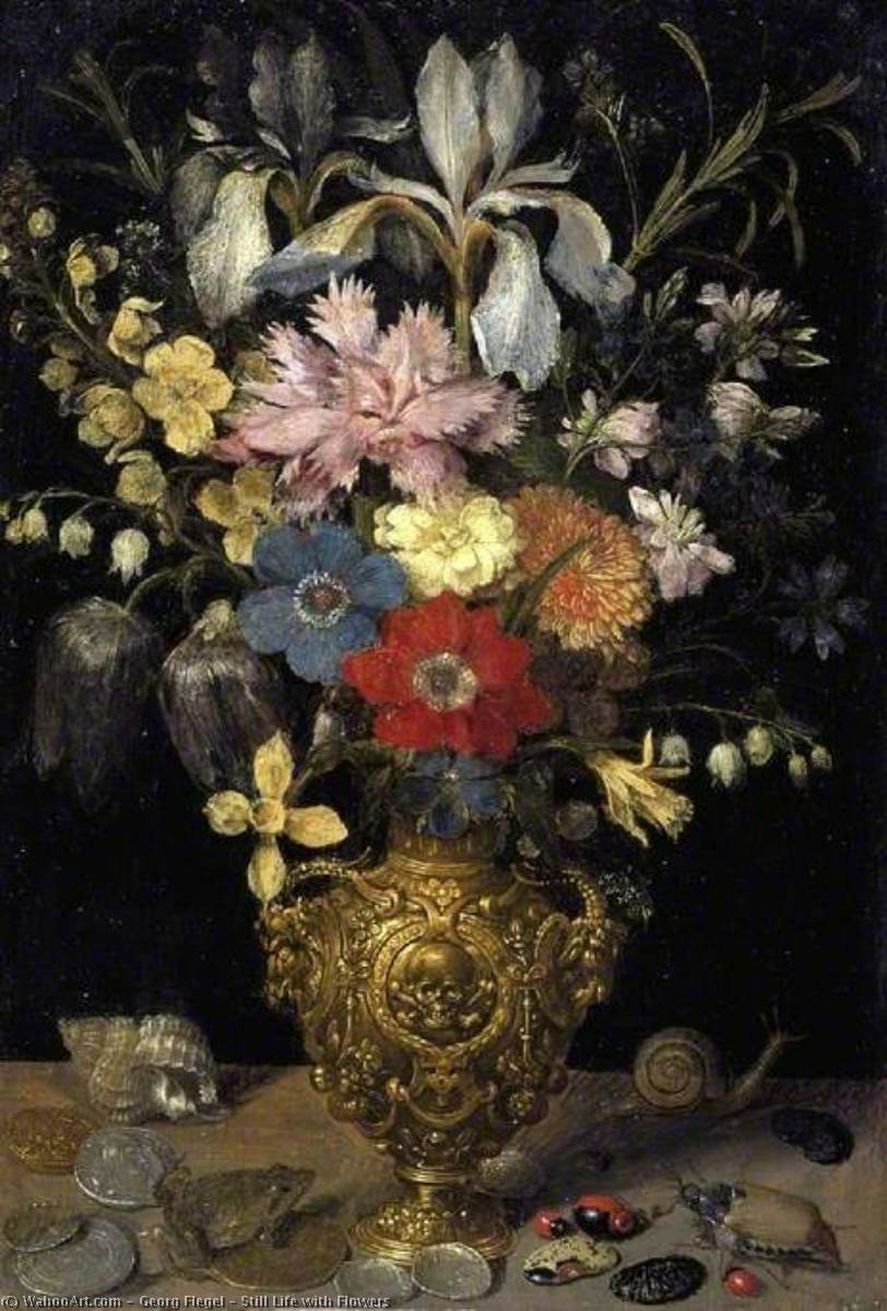 Wikioo.org - The Encyclopedia of Fine Arts - Painting, Artwork by Georg Flegel - Still Life with Flowers