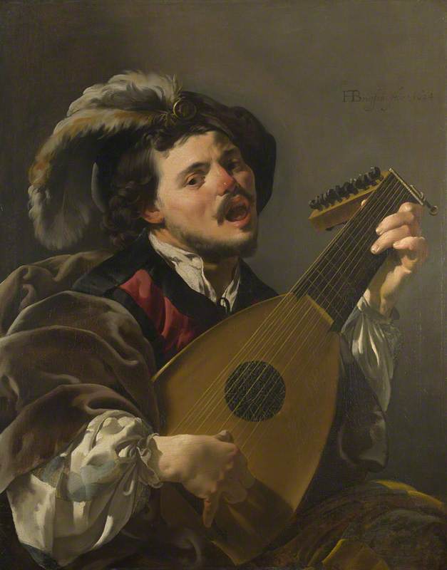 Wikioo.org – L'Enciclopedia delle Belle Arti - Pittura, Opere di Hendrick Terbrugghen - un uomo giocare  Un  liuto